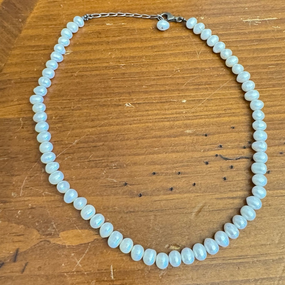925 Sterling Silver Fresh Water Cultured Pearl Necklace 8 mm Elegant Timeless - Picture 13 of 16